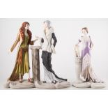 Three Coalport Roaring Twenties figures, 'Kitty', 'Eve' and the double figure 'Girl Talk', (3).