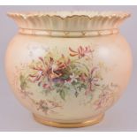 A Royal Worcester jardiniere, date mark for 1901, flared and frilled rim,