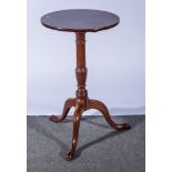 Victorian mahogany wine table, circular tilt top, turned column, tripod splayed legs,