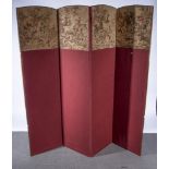 Vintage four fold screen, machine made hunting tapestry panels, 179cm high.