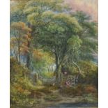 Victorian School, 'A Woodland Glade', watercolour, 60cm x 48cm.