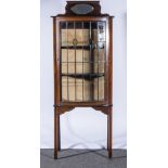 Mahogany and beech display cabinet, with leaded glaze and stained glass single door,