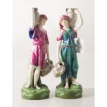 Pair of Royal Dux pottery figures, The Water Carriers, model numbers 2295 and 2296, 28.5cm high (2).