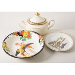 A quantity of assorted decorative plates and tableware, some hand painted,