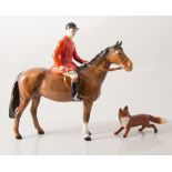 Beswick pottery model of a Huntsman and Horse, brown, 22cm; and a Beswick pottery model of a fox,