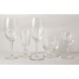 Suite of table glassware, including a decanter, jug,