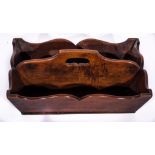 Victorian mahogany cutlery box, flared and serpentine outlines, two divisions, 38cm x 27cm.