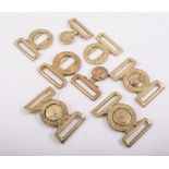 Cast brass belt buckles; Irish Guards, Welsh Guards, Grenadier Guards, Coldstream Guards,