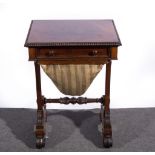 William IV rosewood work table, rectangular to with a moulded outline,