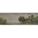 Edward Beecham Lait, Fenland landscapes, a pair, both signed, watercolour, 12cm x 32cm.