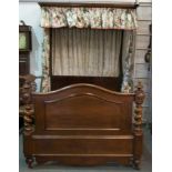 Victorian mahogany half tester bed, moulded outlines to the canopy, with base, (no mattress).