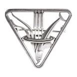 Georg Jensen - A Danish silver dolphin brooch in a triangular frame designed by Arno Malinowski