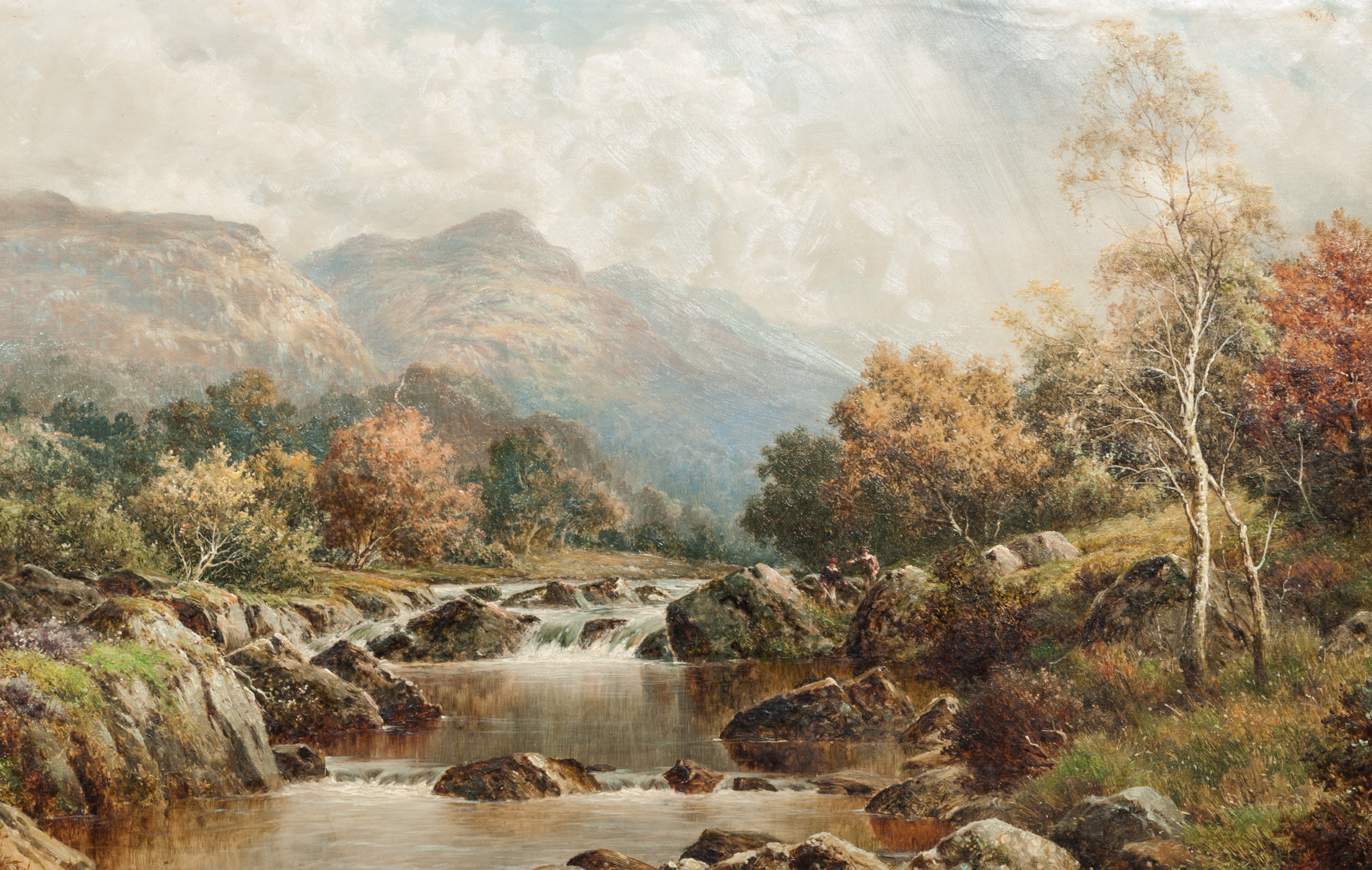 William Henry Mander, Valley of Ffestiniog, oil on canvas laid on board, circa 1907, signed,