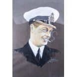 Herskind, Edward VIII when Prince of Wales, in Naval Officer's uniform, a chalk drawing on paper,