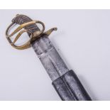 An 18th Century naval sword, 63cm blade engraved AW above anchors 1782,