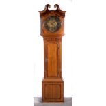 Oak and mahogany longcase clock, circular brass dial signed E KELVY, NOTTINGHAM,