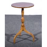 George III style satin walnut and satin beech tripod table, by Restall, Brown & Clennell,