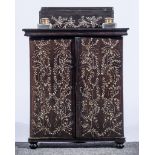 Indian ebony desktop cabinet, circa 1900, with ivory foliate inlay,