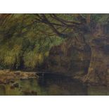 Thomas Creswick, A Quiet Spot, oil on canvas, signed, 46cm x 61cm.