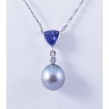 A Tahitian black pearl pendant and chain,