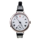 A gentleman's silver cased dress watch with military interest,