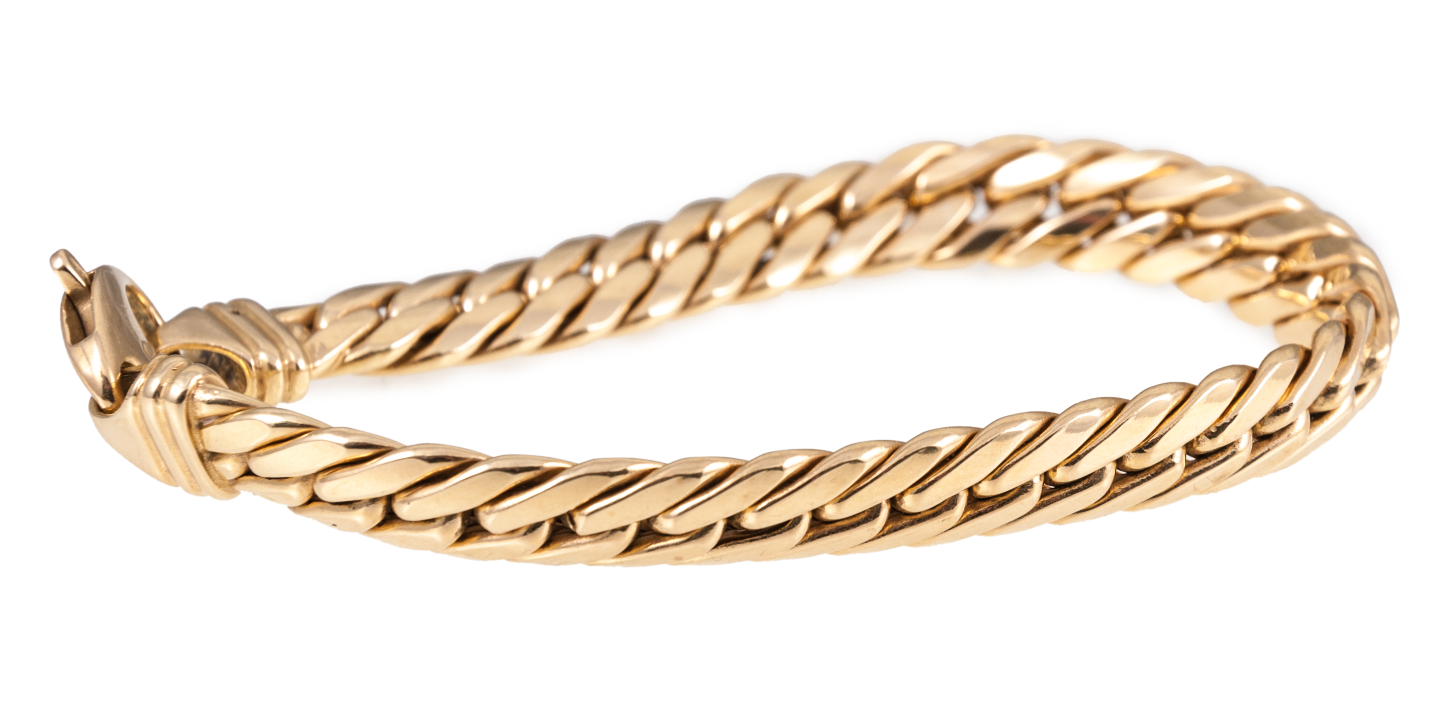 A hallmarked 18 carat yellow gold bracelet, 8.