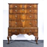 George II walnut chest on stand, basically 18th century with alterations,