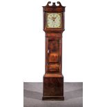 Oak longcase clock, square white enamelled dial, signed Nicholas Daventry, with Arabic numerals,