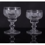Regency port glass, broad ogee bowl with a diamond cut band and faceted knop, engraved crest,