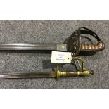 19th century Rifle Brigade sword, 81cm blade, pierced hilt, wire bound grip,