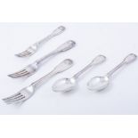 Part canteen of George IV silver cutlery, by William Johnson, London 1824,