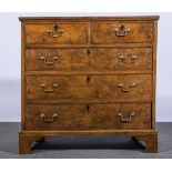 George III oak chest of drawers, fitted with two short and three long drawers, pollarded ends,