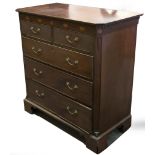 Victorian mahogany chest of drawers, rectangular top with canted corners, dentil cornice,