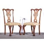 Set of twelve Chippendale style mahogany dining chairs, 20th century,