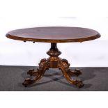 Victorian figured walnut and marquetry loo table,