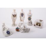 Coronet Ware crested china model 'Tommy and his Machine Gun', bearing the Arms of Harrow,