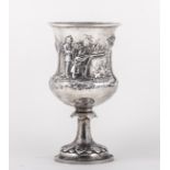 A Victorian silver presentation goblet of military interest by Thomas Smily London 1864,