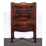 George III mahogany night table, square top with a gallery, fitted with a single drawer over a door,