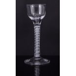 Opaque twist cordial glass, mid 18th century, ogee bowl with a double-series opaque twist stem,