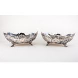 Pair of shaped oval silver dessert baskets, by Atkin Brothers, Sheffield, 1924,