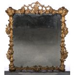 Victorian gilt wood and gesso over-mantel, rectangular plate,