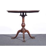 George III mahogany pedestal table, circular tilt-top with a birdcage under section,