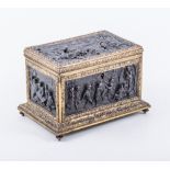 Bronze electrotype and gilt metal jewel casket, makers mark AA, circa.