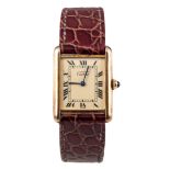 Le Must De Cartier - A lady's silver gilt Vermeil Tank Quartz wristwatch,