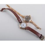 Three vintage lady's wrist watches, gold coloured cases, some hallmarked 9 carat rose gold,