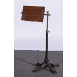Cast iron, brass and walnut reading stand, North's patent from J.