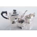 Four piece silver teaset, Birmingham 1939, rectangular tapering bodies, comprising of teapot,