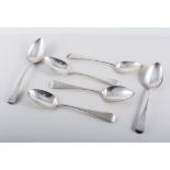 A harlequin set of six silver dessert spoons, old English pattern, c.1800, 6.4oz.