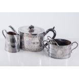 Quantity of silver and plated wares - cased, set of six silver tea spoons and coffee spoons,