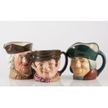 Four Royal Doulton character jugs, "'Appy", "Toby Philpots", "Sam Johnson", "Sam Welley",